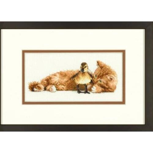 Gold Collection Lovely Counted Cross Stitch Kit Petite Furry Friends Fuzzy Friend Cat Kitty Kitten and Duck dim 70-65121 65121