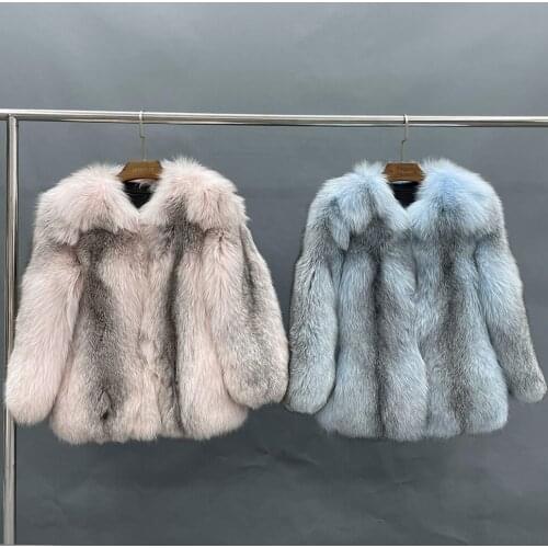 New Arrival Fur Coat Pink Luxury Cross Fox Fur Jacket Thick Warm Real Fox Fur Coat Ladies Winter Coat For Women