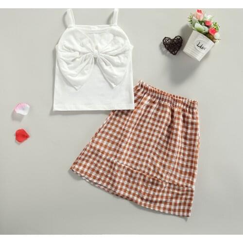 New Fashion Girls Casual Two-piece Clothes Set, Solid Color Boat Neck Camisole and Elastic Waist Skirt, White/ Pink