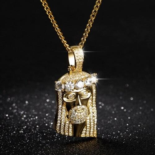Gothic Men Jewelry Egyptian Pharaoh Pendant Necklaces Zircon Rhinestone Hip Hop Necklace Gold Chain Choker Collares Mujer