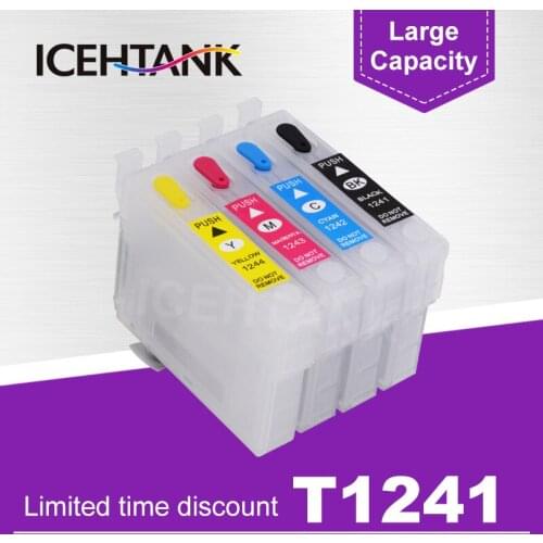 ICEHTANK Refillable Ink Cartridge For Epson T1241 For Epson Stylus NX127 NX130 NX230 NX330 NX420 NX430 Workforce 320 Printer