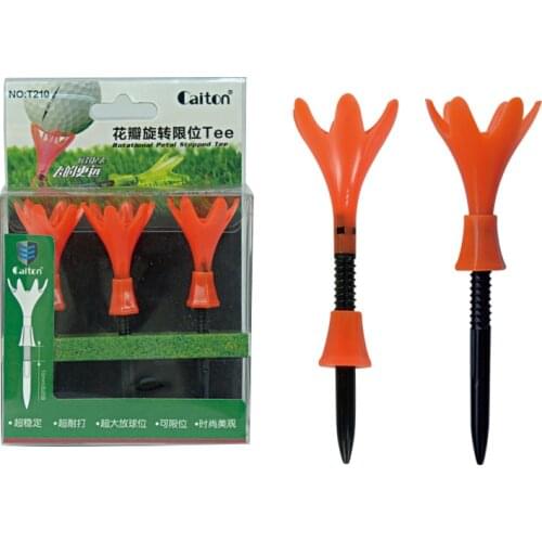 Plastic Golf Tees Petal Rotation Limit Golf Ball Tees Adjustable Height Super Stable Ball Tees 4 color for golfer gift 3pcs/bag
