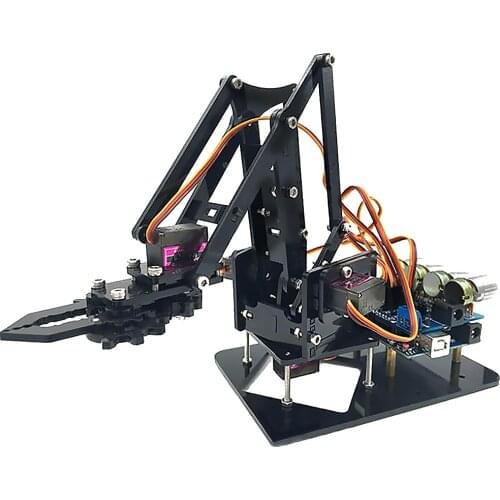 DIY 4DOF Robot Arm 4 Axis Acrylic Rotating Mechanical Robot Arm With Arduino R3 4PCS Servo