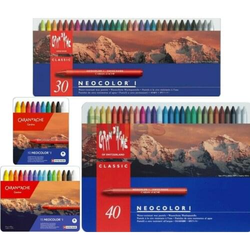 Caran d'Ache Neocolor I Wax Pastels,Sets of 10 / 15 / 30 / 40 All Available,Superior quality permanent wax oil pastel