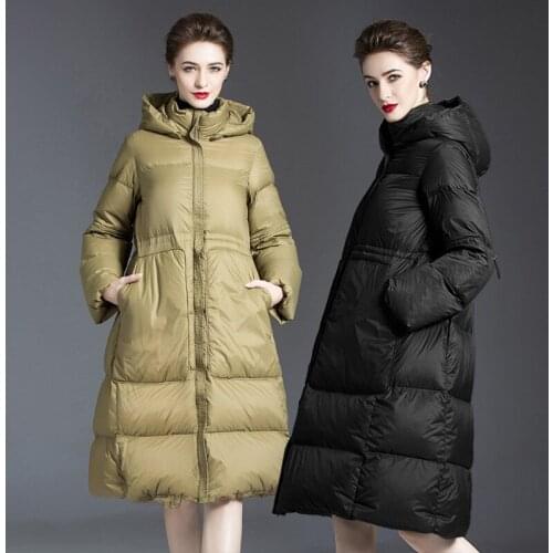 90 White Duck Down Thickened Down Jacket Womens 2020 New Loose Medium Length Outerwear Down Jackets Overcoats women coat parka