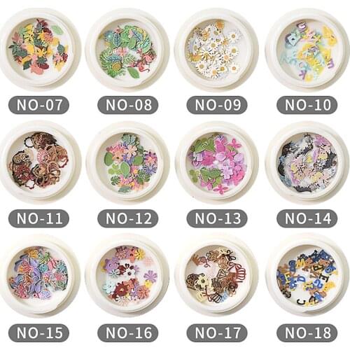 1Box Approx 50pcs Nail Flower Wood Pulp Sheet Animal Floral Alphabet Mixed Nail Jewelry Patch For 3d Nail Art Decorations BO2W