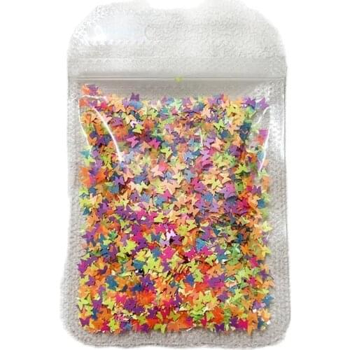 1Bag 3D Neon Butterfly Nail Art Glitter Sequins Holographic Nail Sparkle Confetti Paillettes For DIY Manicure Crafts Loose Flake