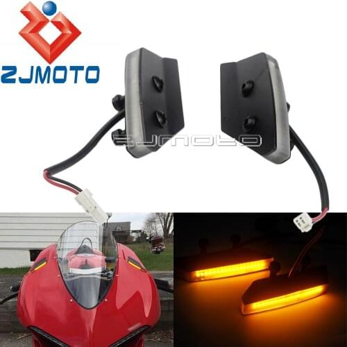Motorcycle LED Amber Light Turn Indicators For Ducati 959 1299 Panigale LED Mirror Block Off Turn Signals