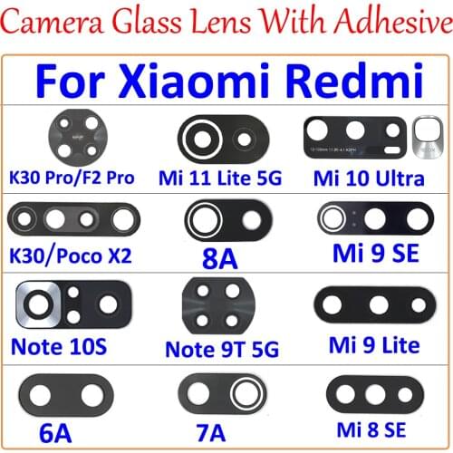 100Pcs Camera Glass Cover Lens With Sticker Glue For Xiaomi Mi 11Redmi 9C 9A 6 6A 7 7A 8 8A 9 K30 Pro Mi Pocophone F1 F2 Pro X2