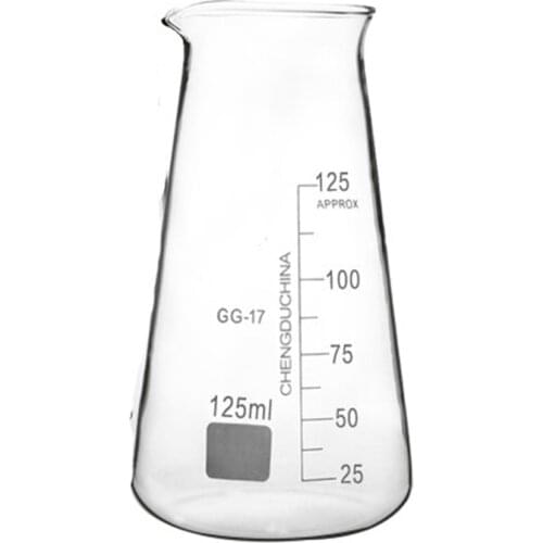 125ml Conical Three-corner Beaker Chemistry Laboratory Borosilicate Triangle Transparent Glass Beaker with spout FREE SHIP