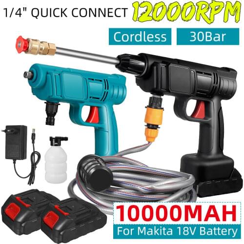 30Bar 10000mAh Cordless Electric High Pressure Washer Rechargeable Auto Car Washing Spray Gun Water Gun for Makita 18V Battery