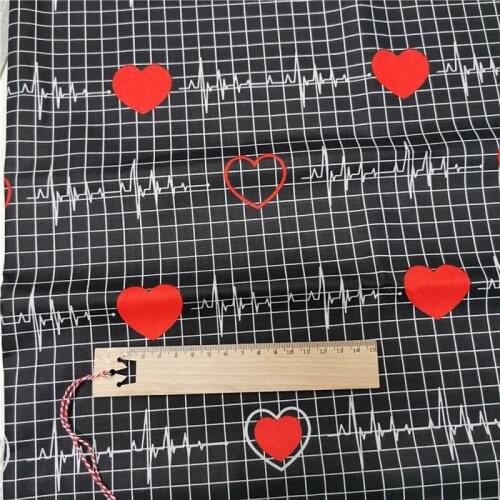 50x160cm Black White Love Printed Cotton Fabric DIY Patchwork Sewing Craft Clothing Pillow Material Accessories