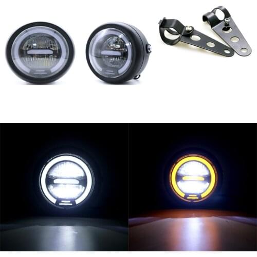 6.5 inch Universal Motorcycle LED Head Lamp Moto Retro Headlamp Refit Motor 6.5" Brackets Headlight Scooter Round Front Light