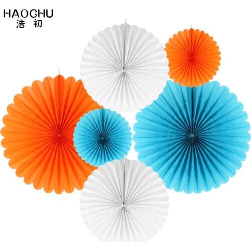 6PCS/Lot Mixed Size Tissue Paper Fan For DIY Wedding Decoration Crafts Hanging Wedding Supplies Birthday Party Decorations Kids