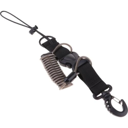 Scuba Diving Dive Snappy Coil Lanyard Camera Light Torch Holder Spring Leash