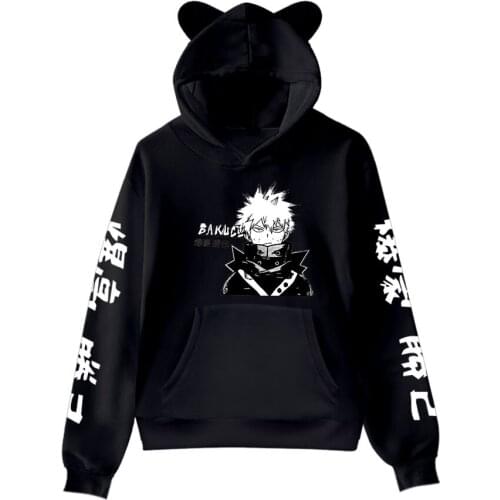 2 to 14 years old Cat Ears Kids Hoodie My Hero Academia Hoodies Midoriya Izuku Printed Harajuku Sweatshirt Boy Casual Anime Tops