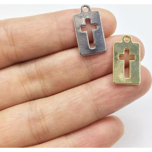 Eruifa 20pcs 16*10 Hollow Cross gold/Silver plated Zinc alloy Charms Pendant Jewelry DIY Necklace 2 colors