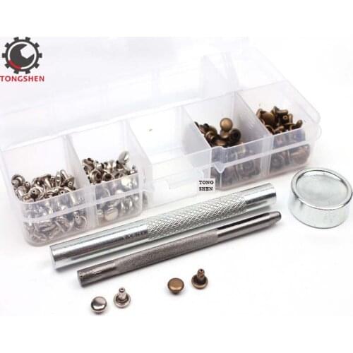 100Set 6mm Round Double Cap Rivet Tublar Stud Collision Nail Metal Spike Rock Metal Leather Craft Repairs Studs Punk Spike Decor