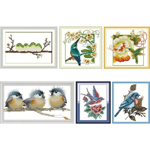 Joy Sunday Counted Cross Stitch Kits Stamped Patterns 14CT 11CT Printed The Bird on The Branch Needlpoint Embroidery Needlework