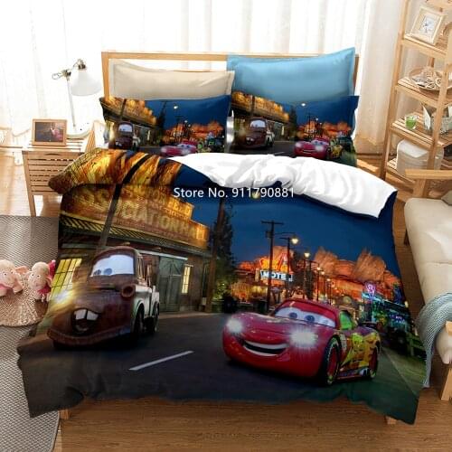 Disney Cars Series Graphic Bedding Set Fashion Cartoon Duvet Covers and Pillowcases Children Boys Bedroom Decor Home Textile
