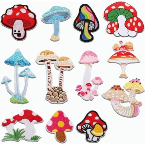 Mushroom Iron on Patch Embroidery Patches for Clothing Repair Sewing Accessories Fabric Sticker Badges Jeans T-shirt Decoration