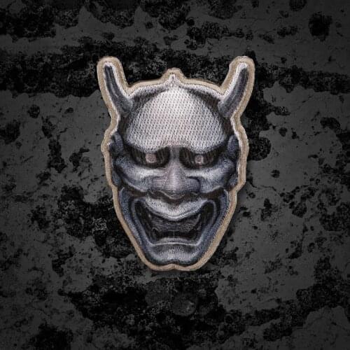 Prajna Heat Printed Patches Japan Hannya Mask Warrior Skull Badges For Clothes Vest Jackets Repair Apparel Accessories