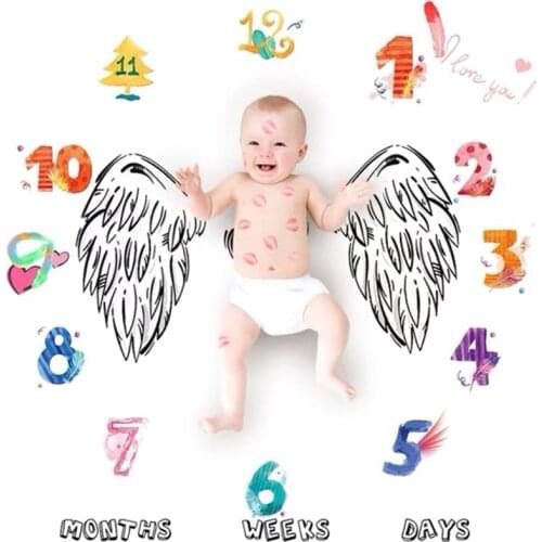 Newborn Baby Monthly Milestone Photo Background Blanket Infant Kids Photo Props Calendar Diaper Photography Cloth Accessories