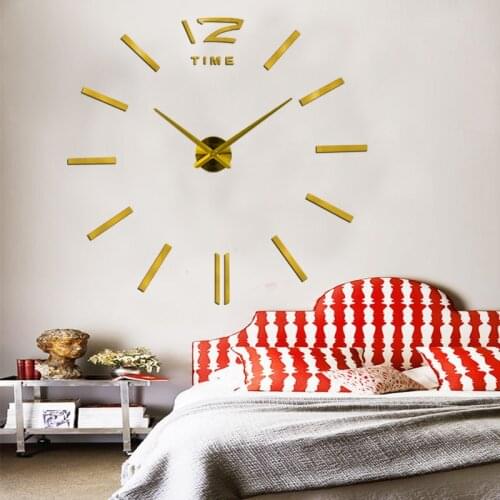 New Fashion 3D Digital Wall Clock Acrylic Mirror Sticker Metal Wall Decoration Living Room Quartz Needle European Wall Clock