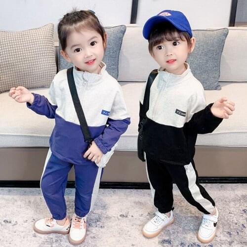 2021 Autumn Hot Kids Tracksuit Boy Girl Clothing Set Stripe Zipper Sportswear Spring Sport Infant Clothes Suit Baby Pants 1 -6Y