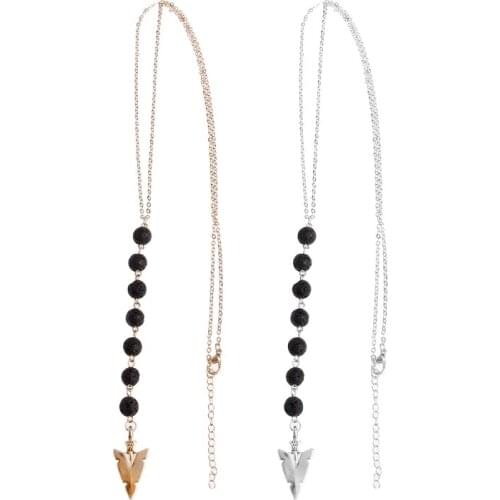 Arrow 7 Chakra Lava Rock Stone Necklace Women Essential Oil Diffuser Jewelry Collares Beach Jewelry Necklace for Women