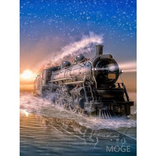 Moving train water DIY diamond painting Wolf animal dimaond embroidery full drill diamond painting mosaic full round drill mural