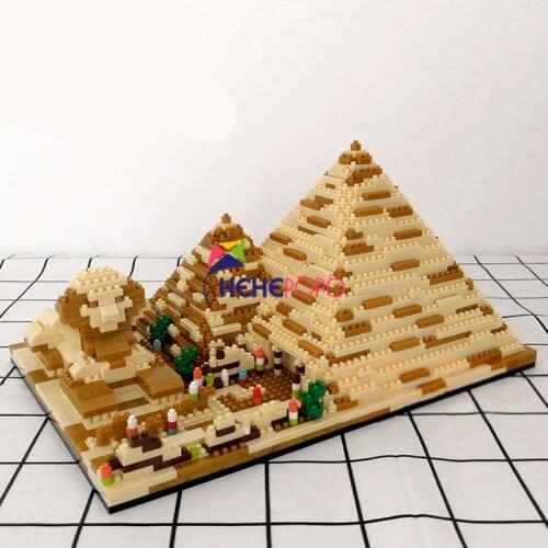 YZ059 The Pyramid Block World Famous Architecture Pyramids Egypt Gold Tower Model Mini Diamond Blocks Building Toy No Box