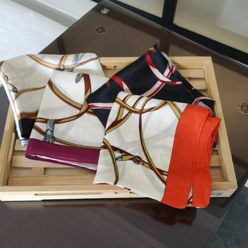 2020 70x70 INS Button Multipurpose women Silk twill scarf Satin square tie Hairband ladies foulard femme towel bufanda shawl
