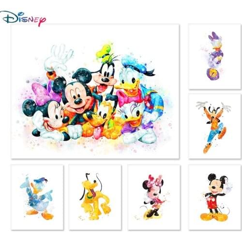 Watercolor Poster Disney Anime Mickey Mouse Canvas Painting Wall Art Picture Printing Living Room Children Gift Decor Cuadros