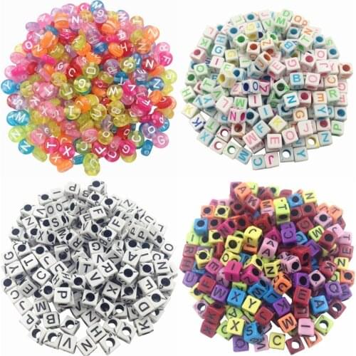 Sale 100pcs Acrylic Square Round Shape Style English Letter Number Alphabet Digital Loose Bead For DIY Bracelets & Necklaces