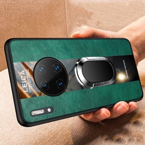 Luxury Leather Silicone Magnetic Holder Phone Case For Huawei Mate 30 20 10 P30 P20 P10 Pro Lite Nova 5 Ring Bracket Cover Coque