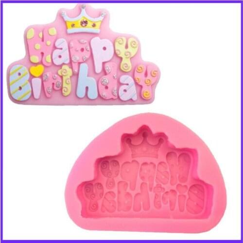 Christmas Silicone Molds decoration crown happy birthday Chocolate Candy Resin Crafts Sugarcraft Fondant Cake Decorating Tools