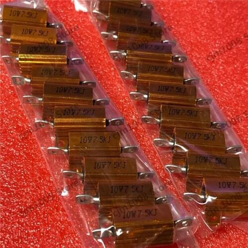 RX24-10W 7.5K Power Metal Shell Case Gold Aluminium Case Wirewound Resistor 10W7.5KJ 7500ohm 5% Automobile LED lamp resistors