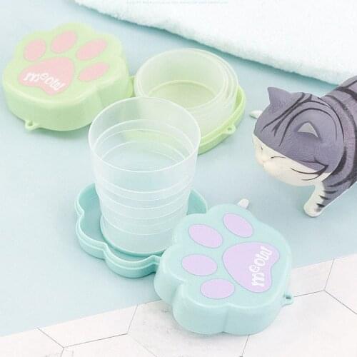 120ml Creative Cartoon Cat Claw Foldable Cups Water Travel Retractable Portable Outdoor Camping Climbing Coffee Fruit Handcup