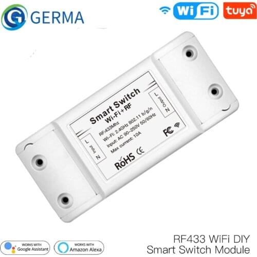RF433 WiFi DIY Smart Switch Module RF433 Remote Control for Smart Automation Smart Life/Tuya Work with Alexa and Google Home