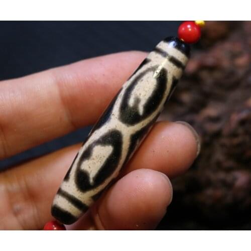 Super Energy Tibetan Old Agate 6 OM Words Dragon Eye dZi Bead Amulet Pendant AAA Talisman Timestown UPD21Asw