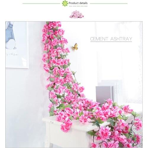 Luyue 233cm Artificial Cherry Blossoms Flower Vines party supplies Garland Silk Fake Cherry Flower Rattan Wedding home Decor