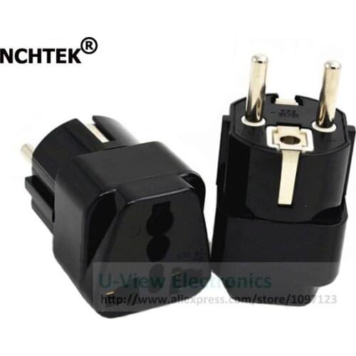 NCHTEK 10A/16A 250V EU European Gemany Male to 3Pin Female Socket Universal Travel Power Adapter/Free DHL Shipping/100PCS