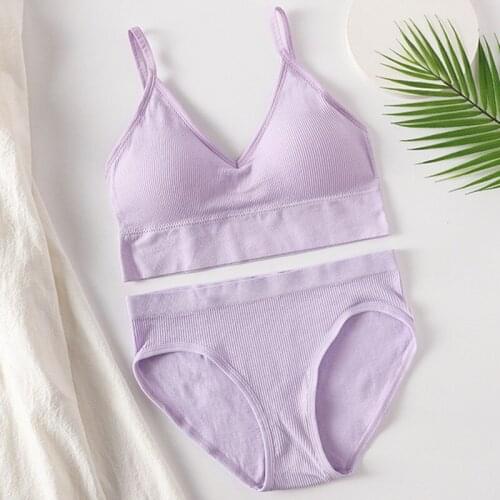 Women Bra and Panties Set Push Up Bra Sexy Lingerie Backless Bralette Female Fitness Crop Top Sport Seamless Underwear Set