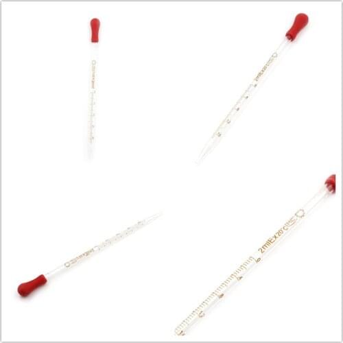 1Pcs 0.5ml/2ml/3ml Red Rubber Head Glass Dropper Glass Pipette Lab Dropper Pipet With Scale Line Transparent