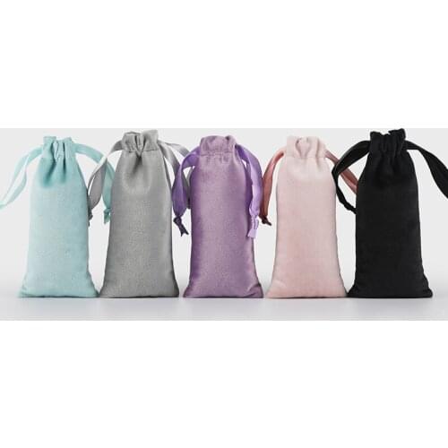 10pcs/lot 6x13cm Travel Dustproof Cosmetics Storage Bag Women Lipstick Velvet Drawstring Bags Christmas Delicate Packing Pouches