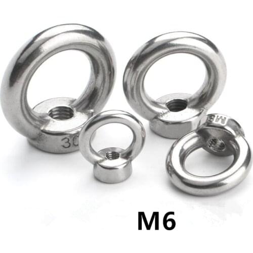 10pcs M6 Lifting Eye Nuts 304 stainless steel Round Ring Nut Cable Rope Eyenut