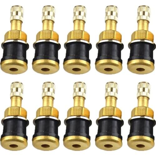 10 Pieces TR501 Straight Copper Tubeless Tire Valve Stem Kit for Car Trailer ATV