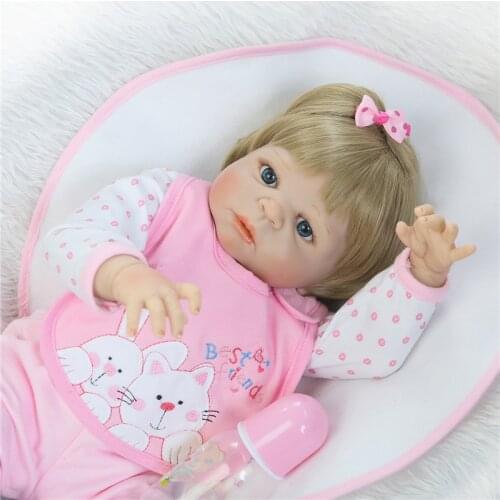 55cm Full Silicone Reborn Baby Doll Toy Newborn Girl Babies Doll Lovely Birthday Gift Fashion Play House Bathe Toy Girl Brinqued