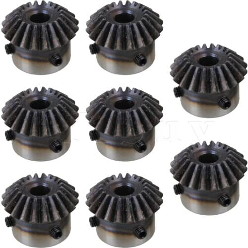 8 x Tapered Bevel Gear Wheel 8mm Hole Dia1.5 Modulus 20 Teeth 45 Steel